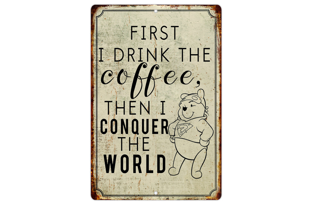 Winnie The Pooh Metal Sign, Winnie The Pooh Gift, Coffee Sign, Classic Winnie Pooh, Metal Sign, Winnie The Pooh, Mothers Day Gift