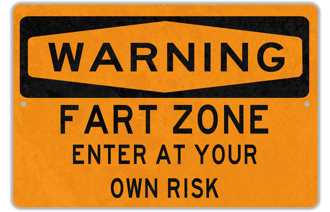 Warning Fart Zone Sign - Funny Wall Decor Gift - Metal Sign