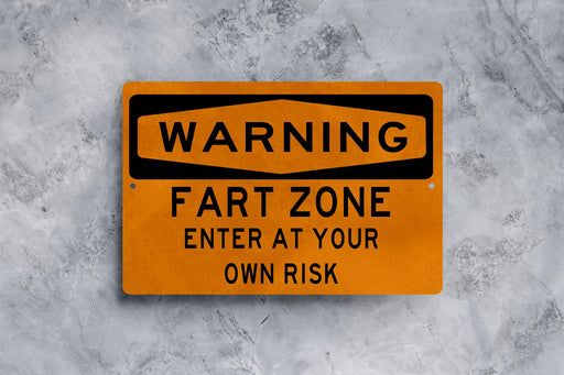 Warning Fart Zone Sign - Funny Wall Decor Gift - Metal Sign
