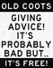 Old Coots Giving Free Advice Metal Sign | Funny Home Decor