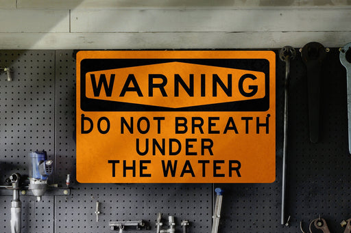 Funny "Do Not Breathe Underwater" Metal Sign for Pool and Beach House Decor