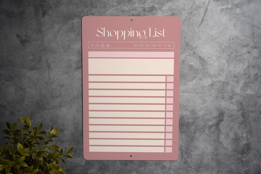Fridge Shopping List - Metal Dry Erase Planner - Fridge Planner - Family Planner - Metal Shopping List - Grocery List