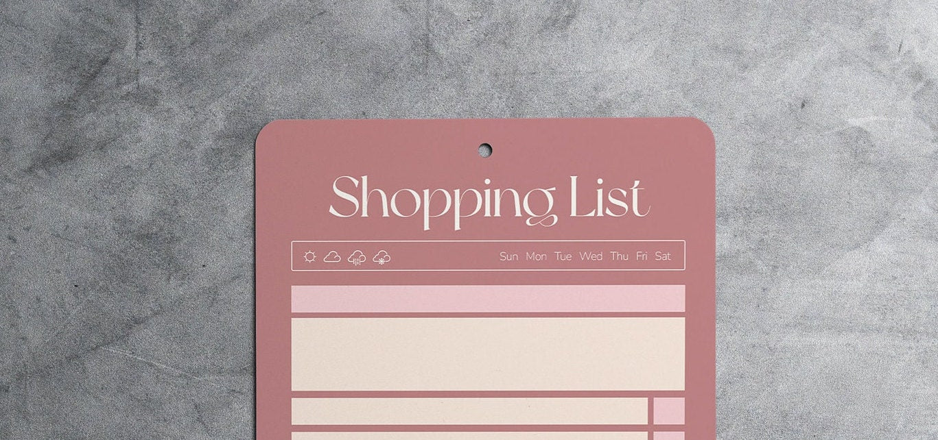 Fridge Shopping List - Metal Dry Erase Planner - Fridge Planner - Family Planner - Metal Shopping List - Grocery List