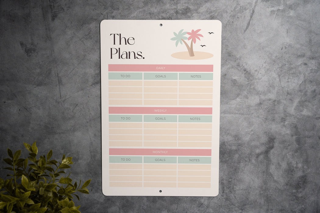 Motivational Planner - Metal Dry Erase Planner - Bedroom Planner - Daily Planner - Weekly Planner - Monthly Planner - Metal
