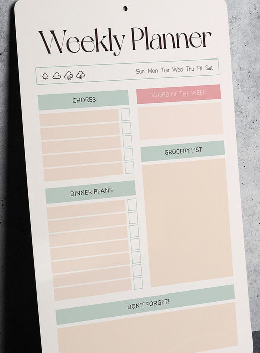 Family Planner - Metal Dry Erase Planner - Weekly Planner - Fridge Planner - Simple Planner - Reusable Planner- Chores List - Shopping List