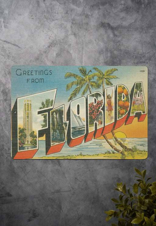 Vintage Florida Post Card Art, Metal Sign, Gift for Floridians, Florida Wall Art, Vintage Wall Art, Florida Water, Florida Photography