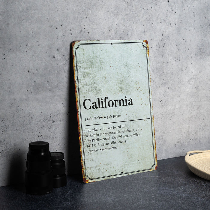 California State Definition - Metal Sign - Wall Decor