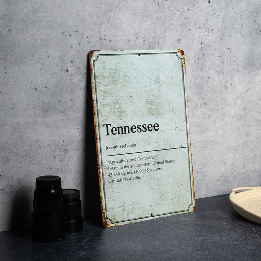 Tennessee State Definition - Metal Sign - State Decor - Tennessee State Pride