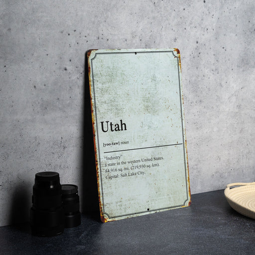 Utah State Definition - Metal Sign - State Decor - Utah State Pride