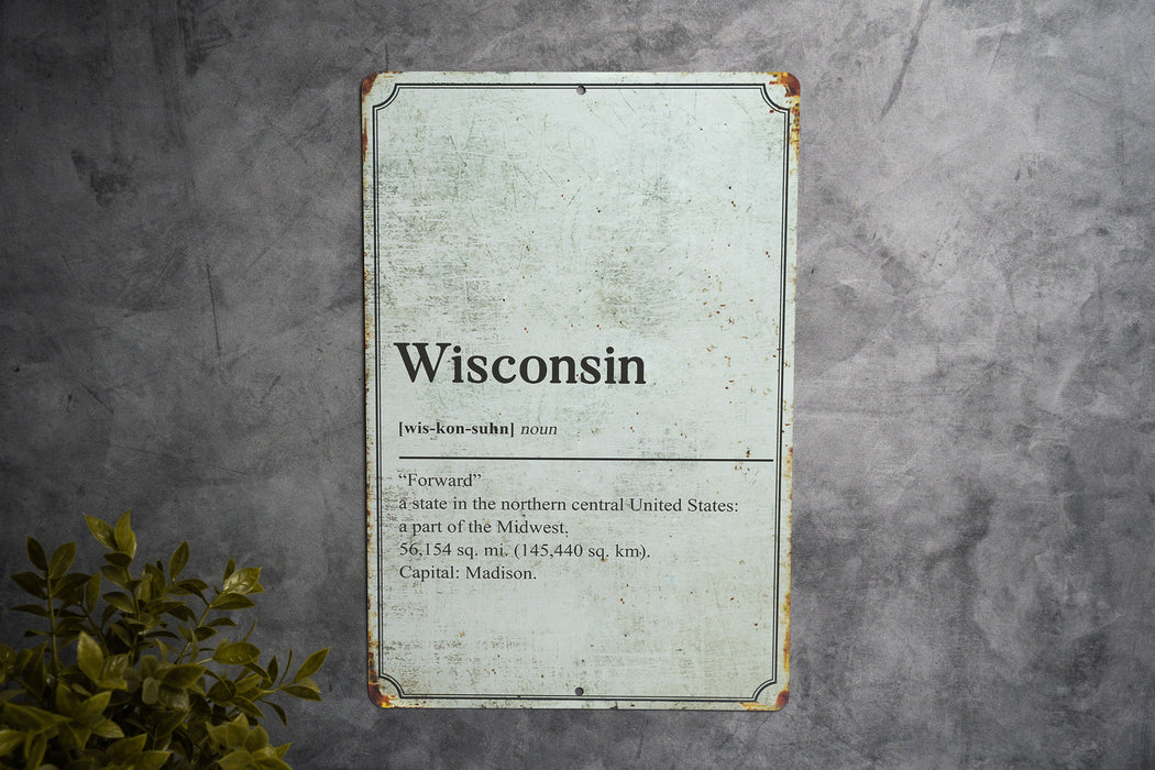 Wisconsin State Definition - Metal Sign - State Decor - Wisconsin State Pride