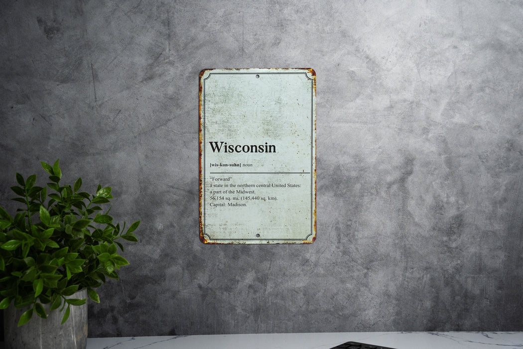 Wisconsin State Definition - Metal Sign - State Decor - Wisconsin State Pride
