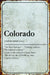 Colorado State Definition - Metal Sign - Wall Decor