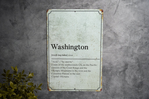 Washington State Definition - Metal Sign - State Decor - Washington State Pride