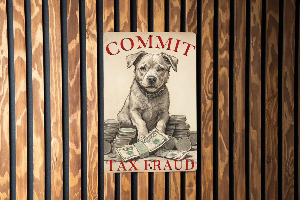 Commit Tax Fraud - Metal Signs - Legal Humor Decor, Dog Lover Gift, Funny Office Sign, Unique Wall Art, Funny Home Decor