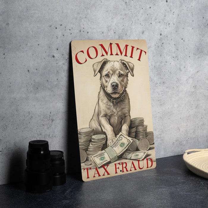 Commit Tax Fraud - Metal Signs - Legal Humor Decor, Dog Lover Gift, Funny Office Sign, Unique Wall Art, Funny Home Decor