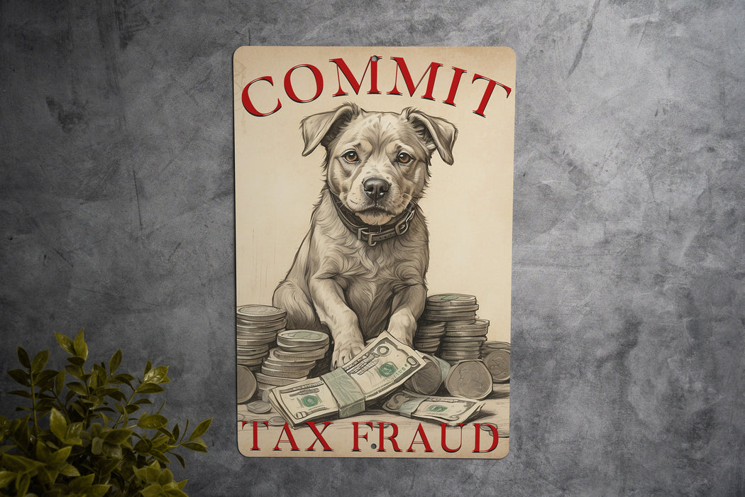 Commit Tax Fraud - Metal Signs - Legal Humor Decor, Dog Lover Gift, Funny Office Sign, Unique Wall Art, Funny Home Decor