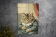 Vintage Retro Sad Fat Cat Metal Sign - Chonker Art, Nostalgic Decor, Whimsical Pet, Quirky Animal, Home Wall Accent