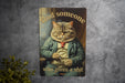 Find Someone Who Cares Metal Sign - Edgy Cat Humor, Cool Feline Art, Sarcastic Decor, Unique Wall Accent, Quirky Pet Illustration