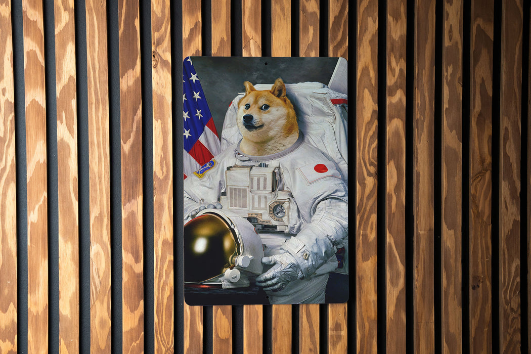 Astronaut Doge Meme Metal Sign - Space Dog Decor, Meme Wall Art, Funny Animal Sign, Outer Space Decor, Quirky Home Accessory