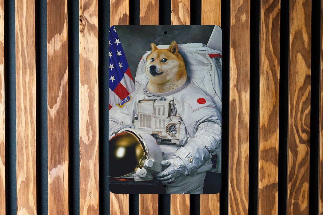 Astronaut Doge Meme Metal Sign - Space Dog Decor, Meme Wall Art, Funny Animal Sign, Outer Space Decor, Quirky Home Accessory