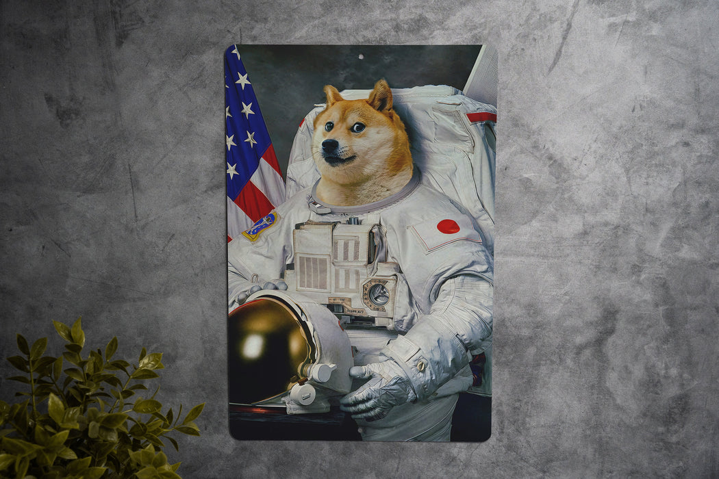 Astronaut Doge Meme Metal Sign - Space Dog Decor, Meme Wall Art, Funny Animal Sign, Outer Space Decor, Quirky Home Accessory