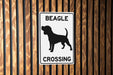 Beagle Crossing Metal Sign, Dog Lover Gift, Pet Safety Sign, Outdoor Decor, Home Accessory
