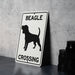 Beagle Crossing Metal Sign, Dog Lover Gift, Pet Safety Sign, Outdoor Decor, Home Accessory
