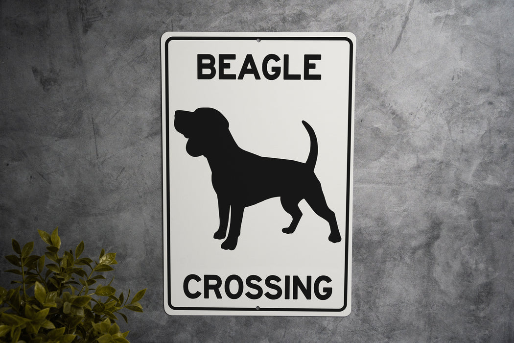 Beagle Crossing Metal Sign, Dog Lover Gift, Pet Safety Sign, Outdoor Decor, Home Accessory