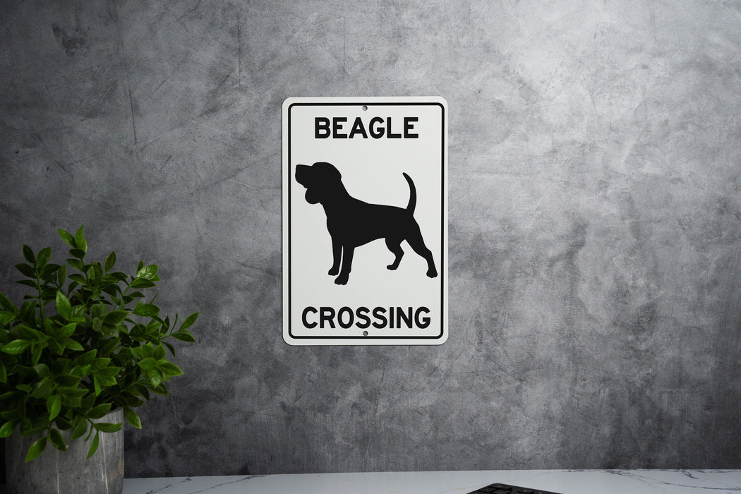 Beagle Crossing Metal Sign, Dog Lover Gift, Pet Safety Sign, Outdoor Decor, Home Accessory