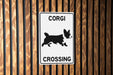 Corgi Crossing Metal Sign, Dog Themed Decor, Pet Crossing Alert, Home and Garden Accessory, Unique Gift