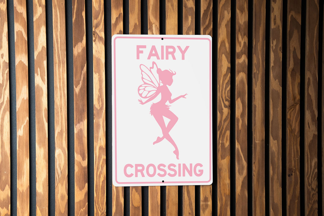 Fairy Crossing Metal Sign, Enchanted Garden Decor, Fantasy Wall Art, Magical Home Accessory, Unique Gift