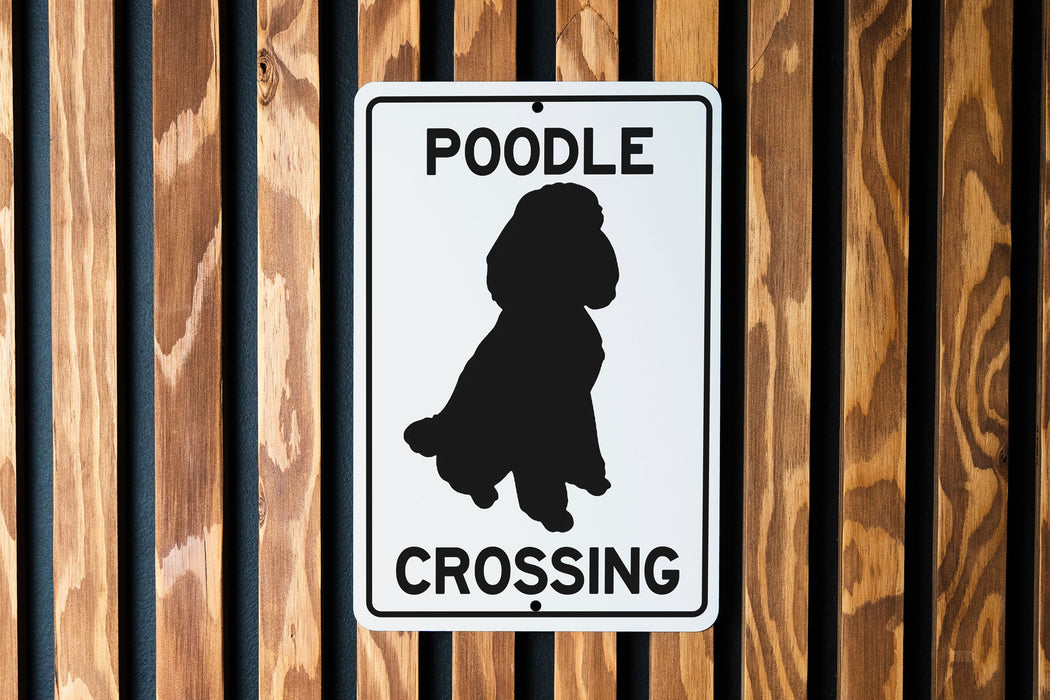 Poodle Crossing Metal Sign, Dog Lover Gift, Pet Safety Alert, Cute Animal Crossing, Home Decor, Garden Sign