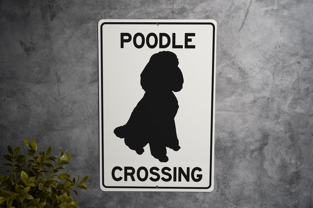 Poodle Crossing Metal Sign, Dog Lover Gift, Pet Safety Alert, Cute Animal Crossing, Home Decor, Garden Sign