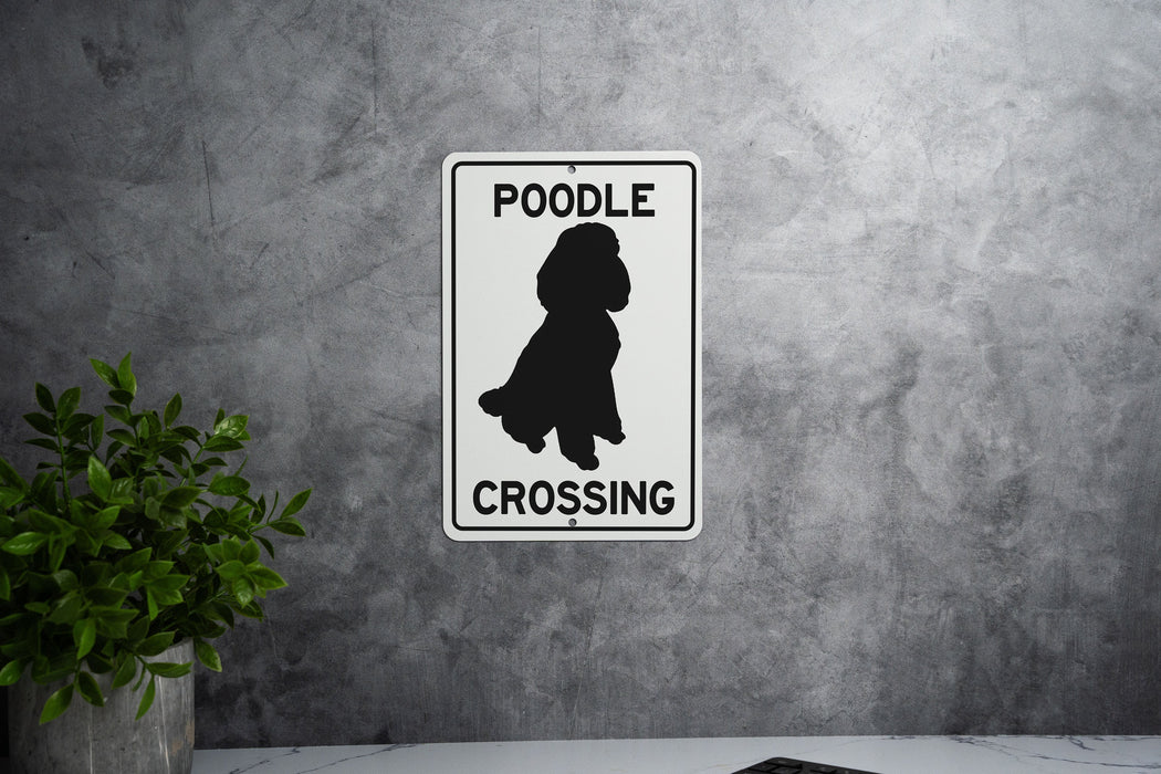 Poodle Crossing Metal Sign, Dog Lover Gift, Pet Safety Alert, Cute Animal Crossing, Home Decor, Garden Sign