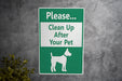 Dog Waste Sign - Eco Metal, Responsible Pet, Outdoor Etiquette