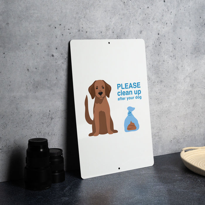 Clean Up After Dog Metal Sign - Pet Care, Eco-Friendly, Yard Decor