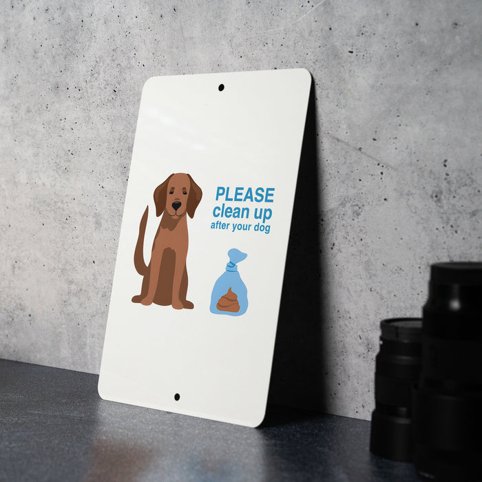 Clean Up After Dog Metal Sign - Pet Care, Eco-Friendly, Yard Decor