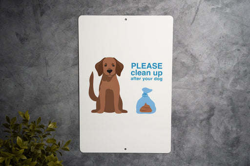Clean Up After Dog Metal Sign - Pet Care, Eco-Friendly, Yard Decor