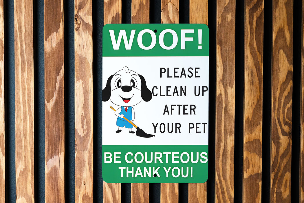 Eco Dog Sign - Clean Up, Metal Outdoor, Pet Responsibility