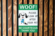 Eco Dog Sign - Clean Up, Metal Outdoor, Pet Responsibility