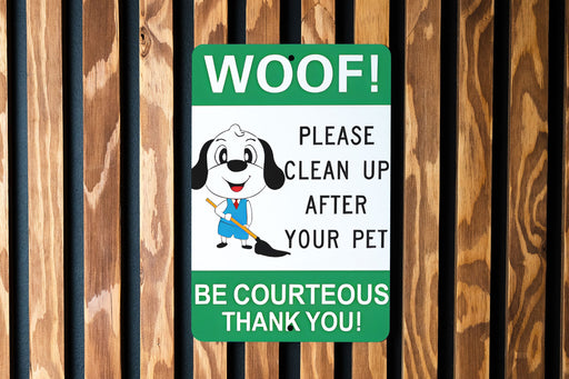 Eco Dog Sign - Clean Up, Metal Outdoor, Pet Responsibility