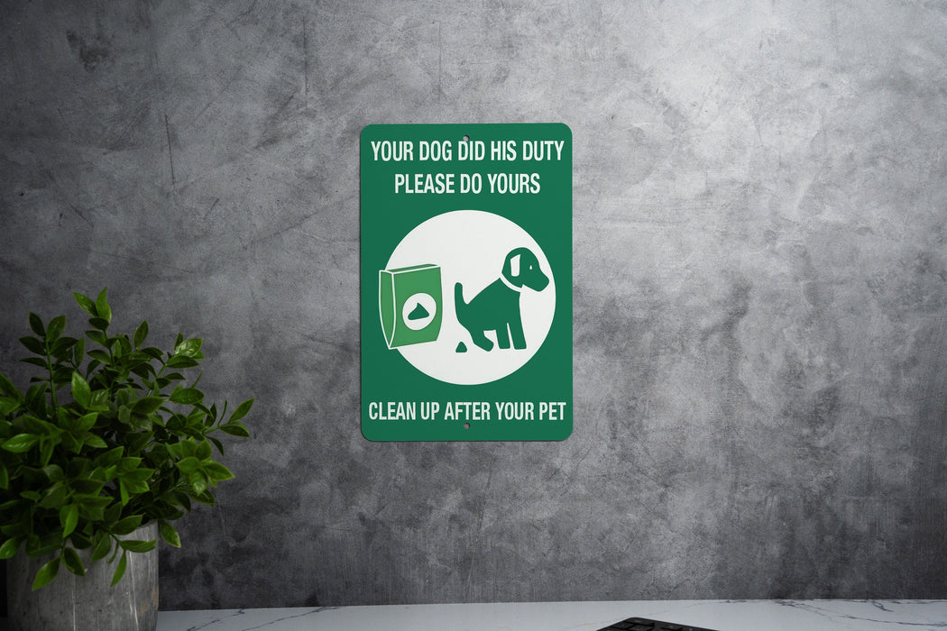 Dog Poop Sign - Metal, Eco Conscious, Outdoor Responsibility