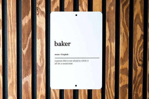 Baking Definition Metal Sign, Kitchen Art, Baker's Philosophy, Culinary Wall Decor, Unique Baking Lover Gift