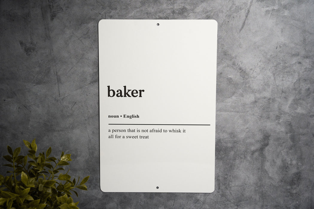 Baking Definition Metal Sign, Kitchen Art, Baker's Philosophy, Culinary Wall Decor, Unique Baking Lover Gift