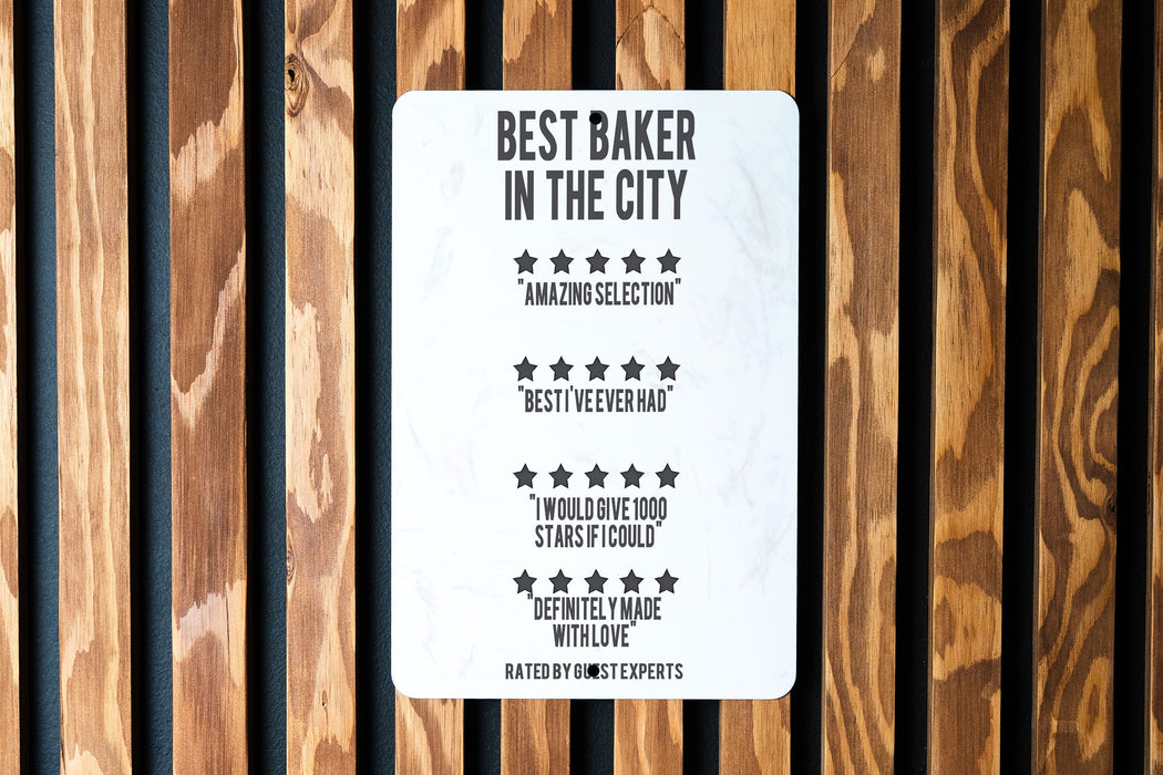 Best Baker in the City Metal Sign, Funny Reviews, Quirky Bakery Decor, Unique Baker Gift, Humorous Kitchen Art