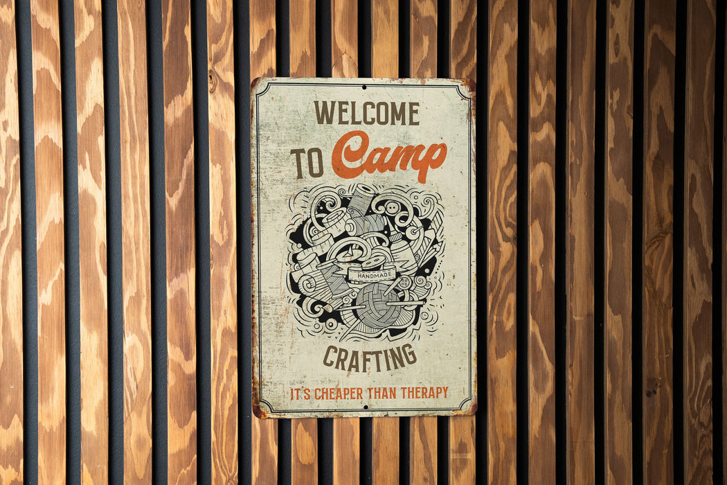 Welcome to Camp Crafting Metal Sign, Craft Room Welcome, DIY Camp Decor, Crafting Retreat Sign, Creative Getaway Art