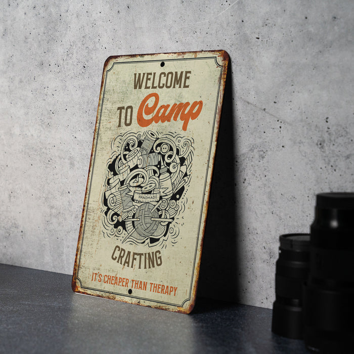 Welcome to Camp Crafting Metal Sign, Craft Room Welcome, DIY Camp Decor, Crafting Retreat Sign, Creative Getaway Art