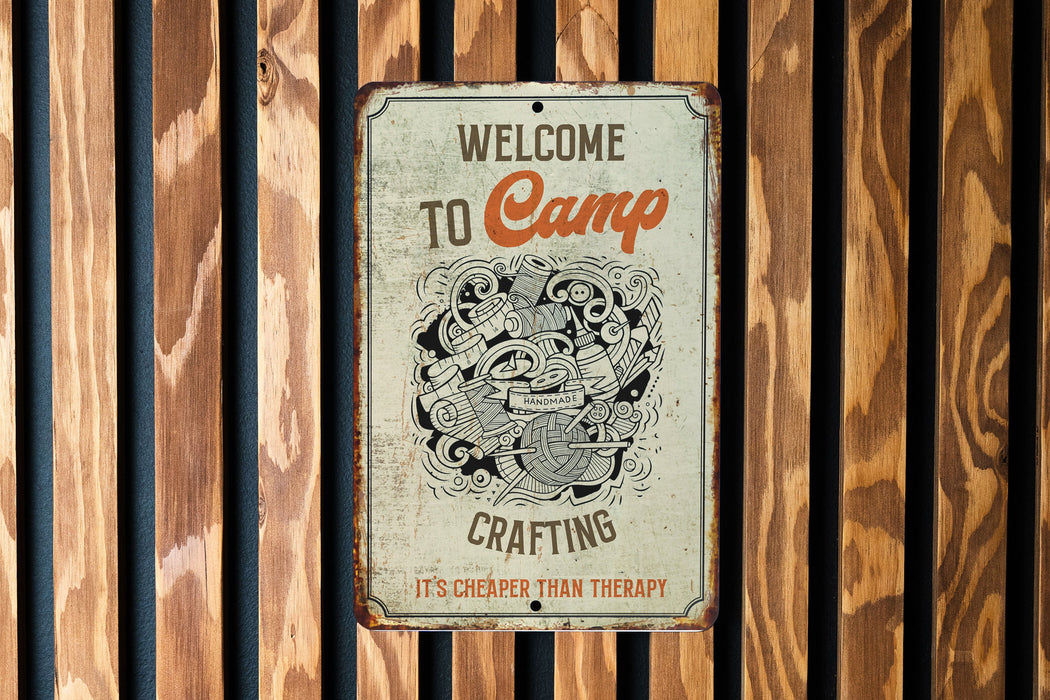 Welcome to Camp Crafting Metal Sign, Craft Room Welcome, DIY Camp Decor, Crafting Retreat Sign, Creative Getaway Art