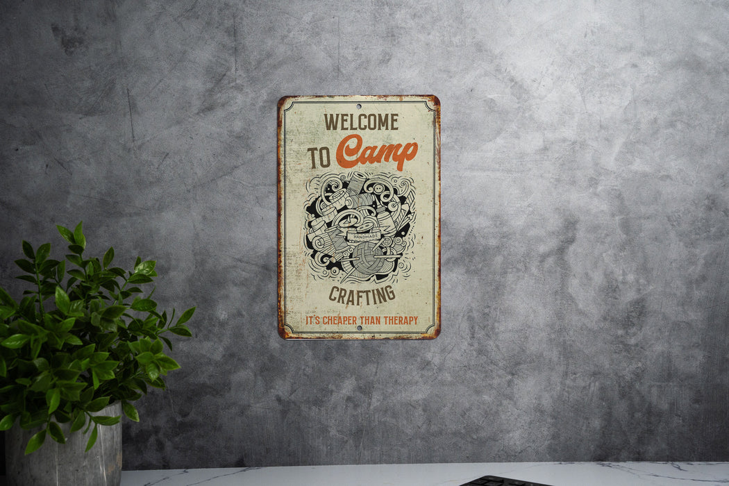 Welcome to Camp Crafting Metal Sign, Craft Room Welcome, DIY Camp Decor, Crafting Retreat Sign, Creative Getaway Art