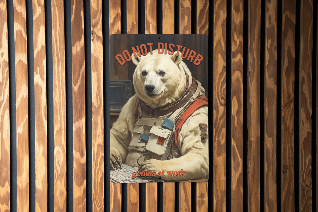 Do Not Disturb Genius at Work Metal Sign, Creative Space Sign, Workshop Decor, Artist at Work, Innovation Zone Sign